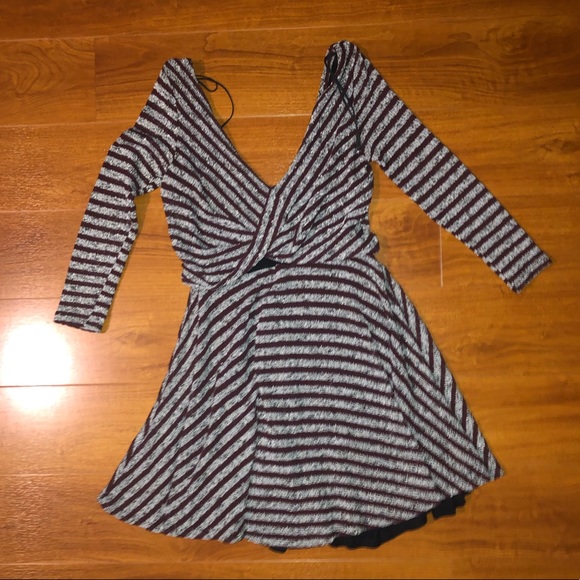 Free People Dresses Winter Low V Cut Flowy Dress Poshmark